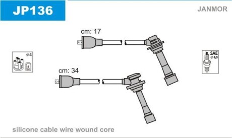 Провода высоковольтные, комплект Janmor JP136