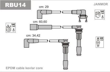 Провода высоковольтные, комплект Janmor RBU14