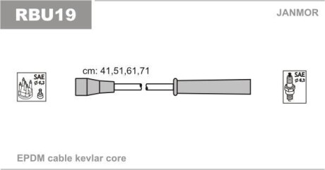 Провода высоковольтные, комплект Janmor RBU19