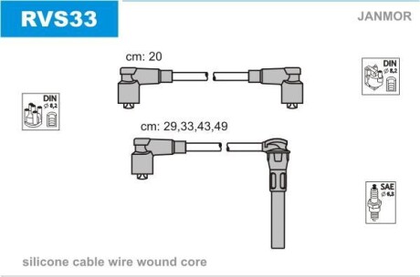 Провода высоковольтные, комплект Janmor RVS33