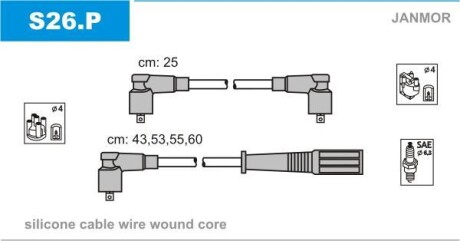Провода высоковольтные, комплект Janmor S26.P