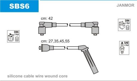 Провода высоковольтные, комплект Janmor SBS6