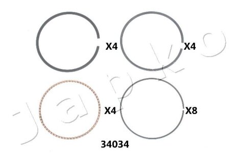 Кольца поршневые, комплект JAPKO 434034J