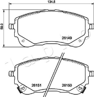 Тормозные колодки дисковые, комплект JAPKO 502027