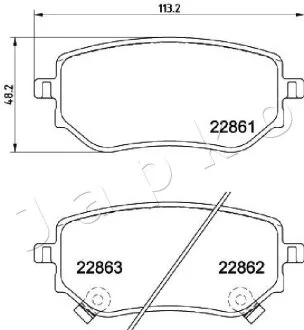 Тормозные колодки дисковые, комплект JAPKO 510532