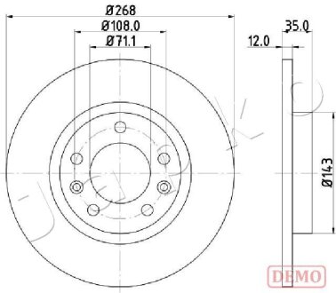 Тормозной диск задний невентилируемый JAPKO 610408C