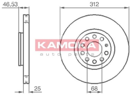 Тормозной диск передний вентилируемый KAMOKA 1032312