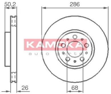 Тормозной диск передний вентилируемый KAMOKA 1032326