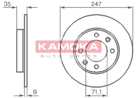 Тормозной диск задний невентилируемый KAMOKA 1032356