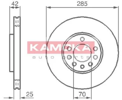 Тормозной диск передний вентилируемый KAMOKA 1032382