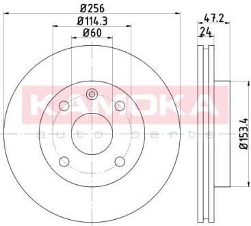 Тормозной диск передний вентилируемый KAMOKA 1032514