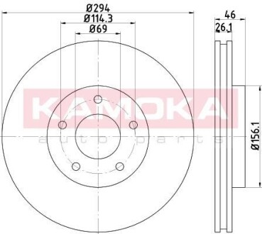 Тормозной диск передний вентилируемый KAMOKA 103266