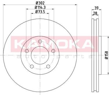 Тормозной диск передний вентилируемый KAMOKA 103269