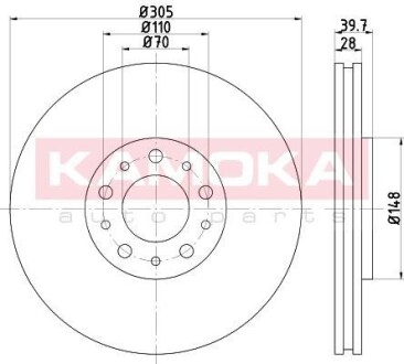 Тормозной диск передний вентилируемый KAMOKA 103284