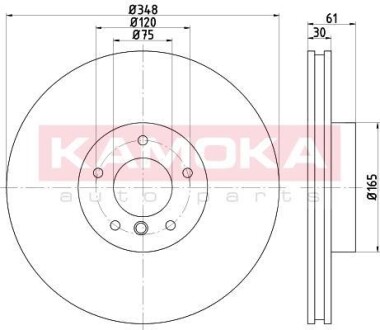 Тормозной диск передний вентилируемый KAMOKA 103300