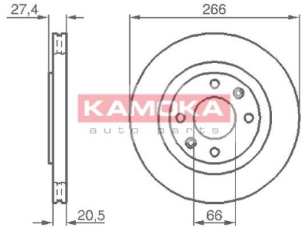 Тормозной диск передний вентилируемый KAMOKA 103384