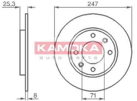 Тормозной диск задний невентилируемый KAMOKA 103488