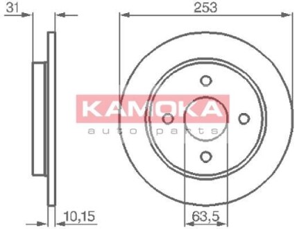 Тормозной диск задний невентилируемый KAMOKA 103562