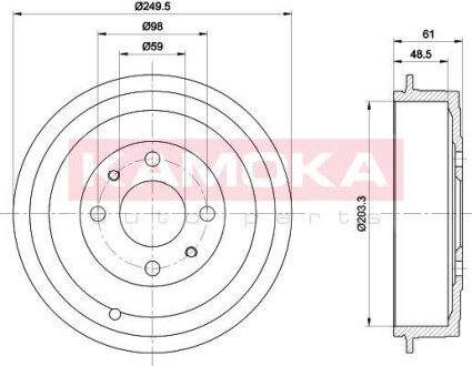 Тормозной барабан задний KAMOKA 104004