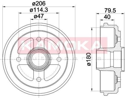 Тормозной барабан передний KAMOKA 104027