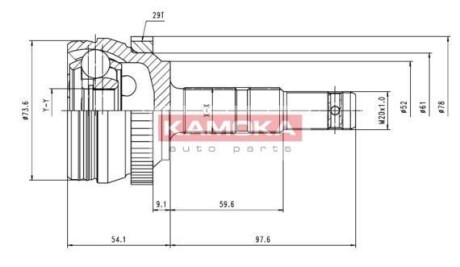 Шарнир равных угловых скоростей (ШРУС) KAMOKA 6036