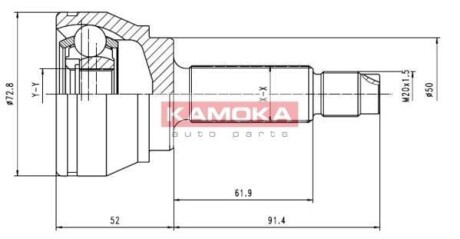 Шарнир равных угловых скоростей (ШРУС) KAMOKA 6168