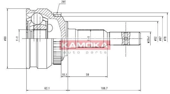 Шарнир равных угловых скоростей (ШРУС) KAMOKA 6200 (фото 1)