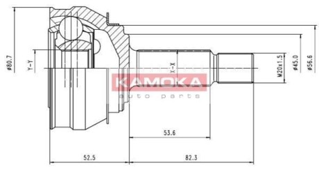 Шарнир равных угловых скоростей (ШРУС) KAMOKA 6238