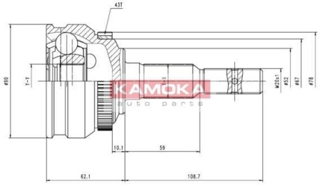 Шарнир равных угловых скоростей (ШРУС) KAMOKA 6254