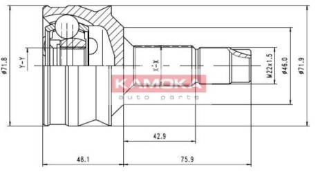 Шарнир равных угловых скоростей (ШРУС) KAMOKA 6258