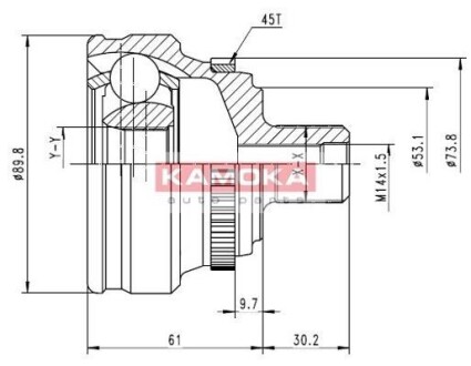 Шарнир равных угловых скоростей (ШРУС) KAMOKA 6278