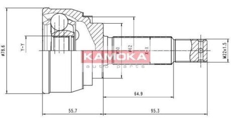 Шарнир равных угловых скоростей (ШРУС) KAMOKA 6284