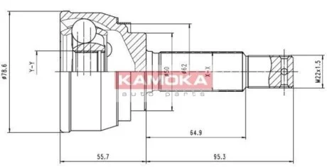 Шарнир равных угловых скоростей (ШРУС) KAMOKA 6284
