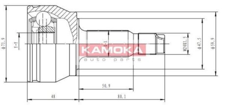 Шарнир равных угловых скоростей (ШРУС) KAMOKA 6348