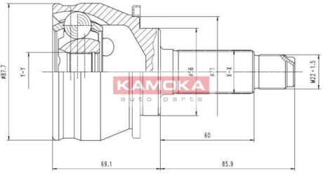 Шарнир равных угловых скоростей (ШРУС) KAMOKA 6384