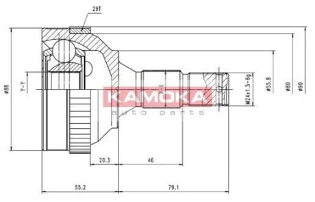 Шарнир равных угловых скоростей (ШРУС) KAMOKA 6484