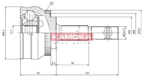 Шарнир равных угловых скоростей (ШРУС) KAMOKA 6538