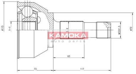 Шарнир равных угловых скоростей (ШРУС) KAMOKA 6556