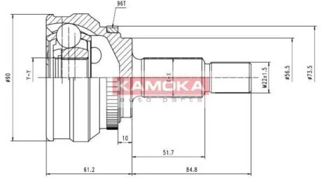 Шарнир равных угловых скоростей (ШРУС) KAMOKA 6566