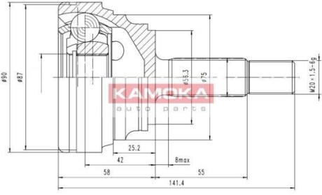 Шарнир равных угловых скоростей (ШРУС) KAMOKA 6600