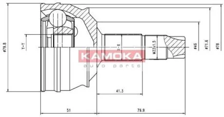 Шарнир равных угловых скоростей (ШРУС) KAMOKA 6632