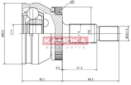 Шарнир равных угловых скоростей (ШРУС) KAMOKA 6678