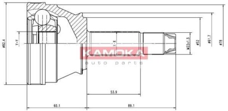 Шарнир равных угловых скоростей (ШРУС) KAMOKA 6726