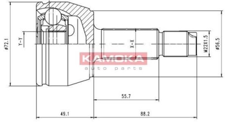 Шарнир равных угловых скоростей (ШРУС) KAMOKA 6802