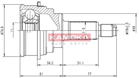 Шарнир равных угловых скоростей (ШРУС) KAMOKA 6836