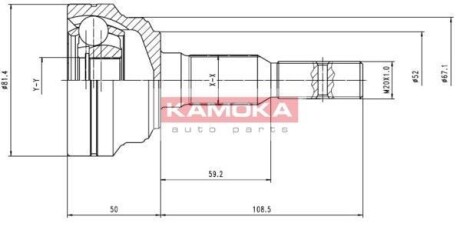 Шарнир равных угловых скоростей (ШРУС) KAMOKA 6952