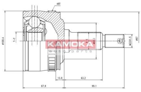 Шарнир равных угловых скоростей (ШРУС) KAMOKA 7046