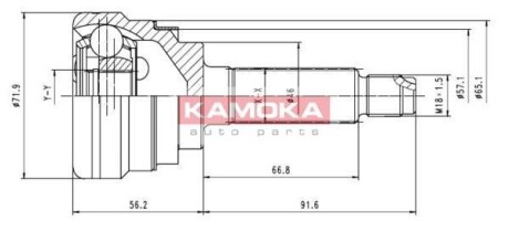 Шарнир равных угловых скоростей (ШРУС) KAMOKA 7052