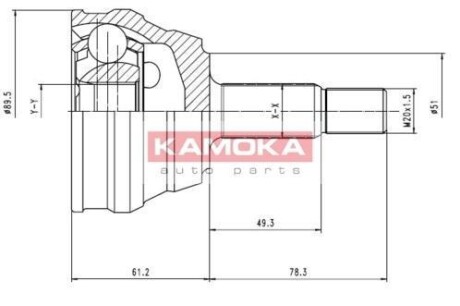 Шарнир равных угловых скоростей (ШРУС) KAMOKA 7094