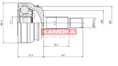 Шарнир равных угловых скоростей (ШРУС) KAMOKA 7096